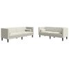 vidaXL Set Divani Chesterfield 2pz con Cuscini Crema Velluto
