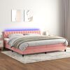 vidaXL Letto a Molle con Materasso e LED Rosa 200x200 cm in Velluto