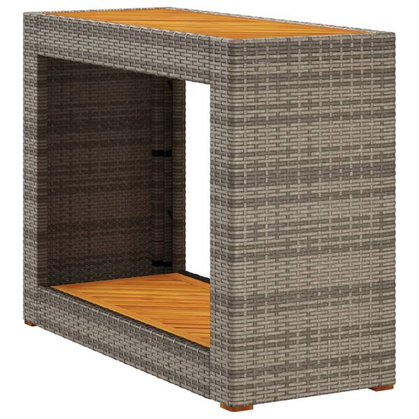 vidaXL Tavolino da Giardino Piano Legno Grigio 100x40x75 cm Polyrattan