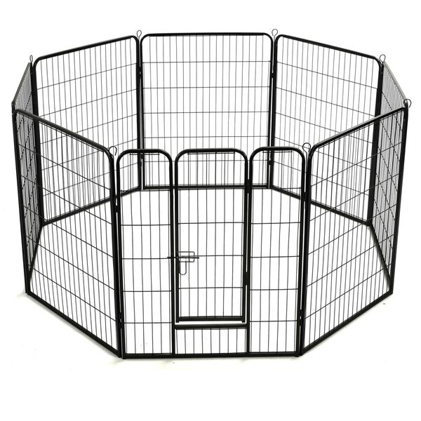 vidaXL Box per Cani con 8 Pannelli in Acciaio 80x100 cm Nero