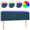 vidaXL Testiera a LED Blu Scuro 147x16x78/88 cm in Velluto