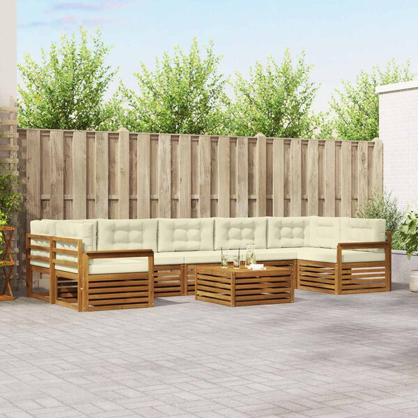 vidaXL Set di divani da esterno con cuscino 8 pcs Naturale e Crema