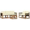 vidaXL Set di divani da esterno con cuscino 6 pcs Naturale e Crema