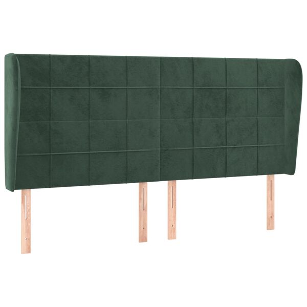 vidaXL Testiera ad Orecchio Verde Scuro 203x23x118/128cm in Velluto