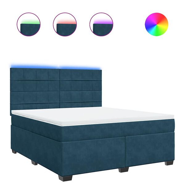 vidaXL Giroletto a Molle con Materasso Blu 180x200 cm in Velluto