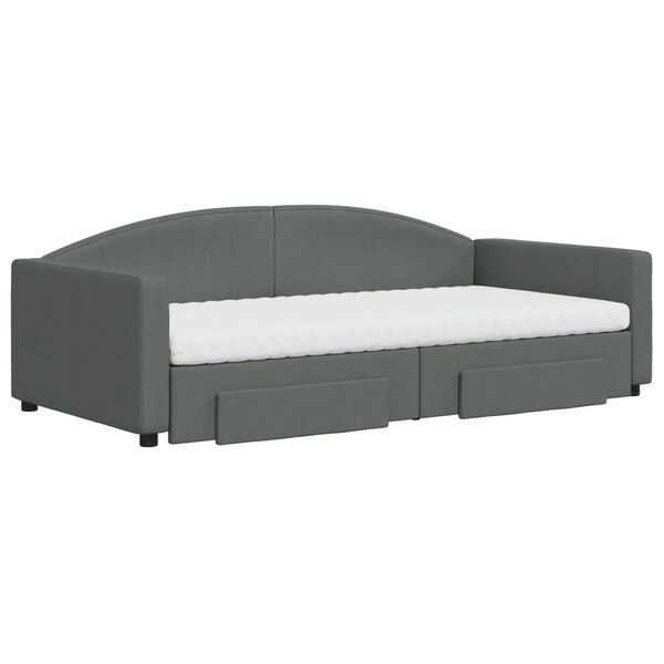vidaXL Divano Letto Estraibile Cassetti Grigio Scuro 100x200cm Tessuto