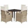 vidaXL Set da Pranzo da Giardino 5 pz con Cuscini Beige in Polyrattan