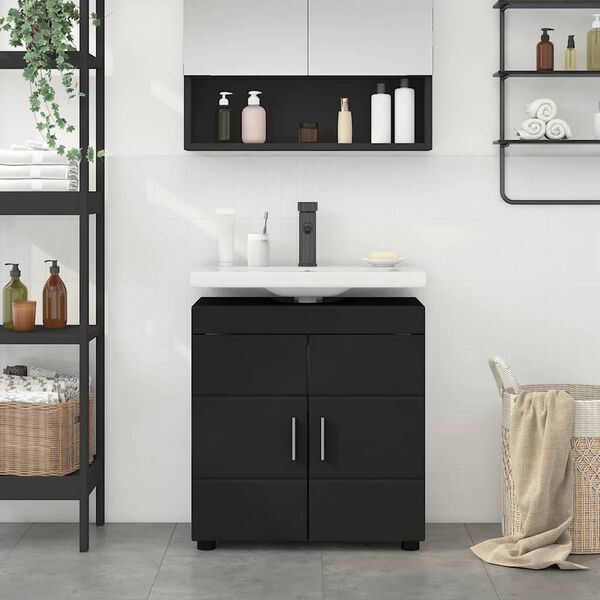 vidaXL Set di Armadi da Bagno TULUM Nero 60 x 34 x 63 cm