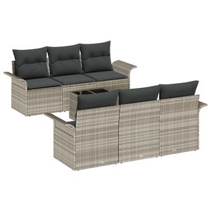 vidaXL Set Divano da Giardino 7 pcs Grigio chiaro polyrattan