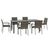 vidaXL Set da Pranzo Giardino 7pz Nero e Grigio con Cuscini Polyrattan