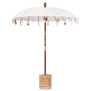 vidaXL Ombrello balinese con base Crema e Naturale 190 x 190 x 250 cm