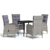 vidaXL Set da Pranzo da Giardino 5 pz con Cuscini Grigio e Nero