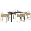 vidaXL Set da Pranzo per Giardino con cuscino 5 pcs Beige polyrattan