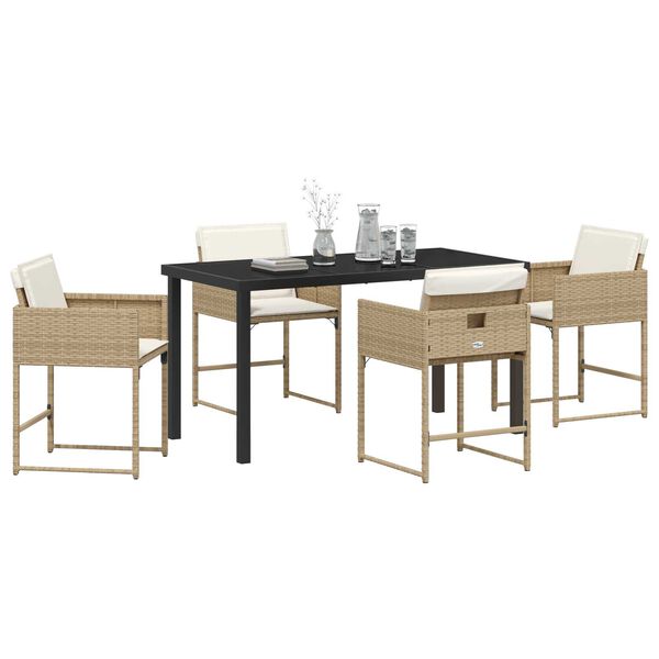 vidaXL Set da Pranzo per Giardino con cuscino 5 pcs Beige polyrattan
