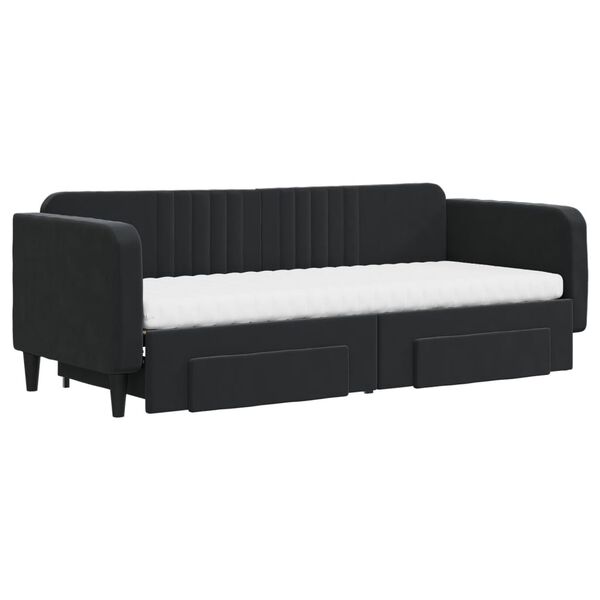 vidaXL Divano Letto Estraibile con Cassetti Nero 80x200 cm in Velluto