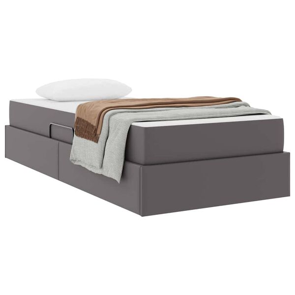 vidaXL Letto con contenitore e materasso 2 pcs Grigio Pelle