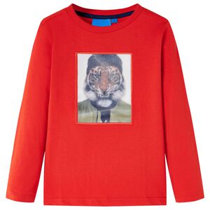 vidaXL Maglietta per Bambini a Maniche Lunghe Rossa 128