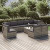 vidaXL Set Divani da Giardino 10 pz con Cuscini in Polyrattan Grigio
