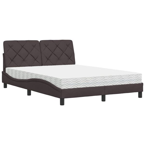 vidaXL Letto con Materasso Marrone Scuro 140x200cm Tessuto