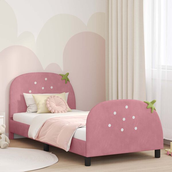 vidaXL Struttura letto bambini con testata Rosa 90 x 190 cm Velluto