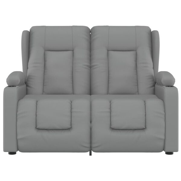 vidaXL Divano Massaggio 2 Posti con Portabicchieri Grigio Similpelle