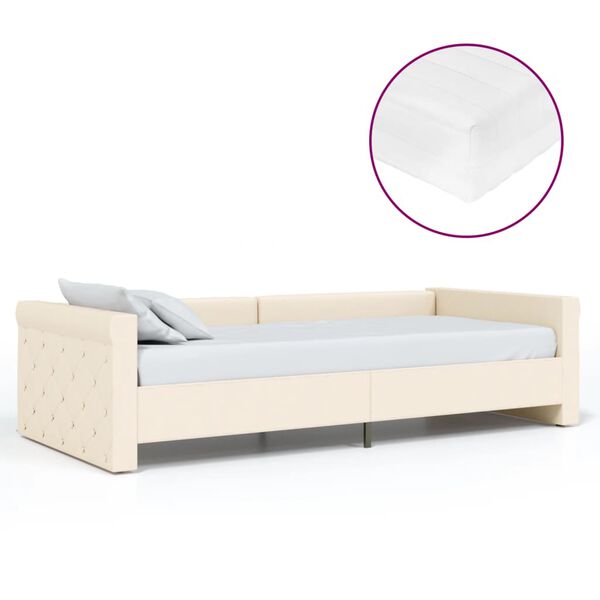 vidaXL Dormeuse con Materasso USB Crema in Tessuto 90x200 cm