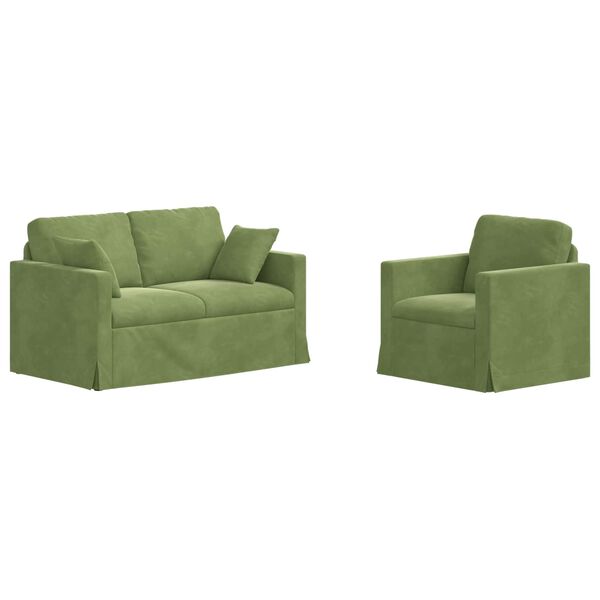 vidaXL Divano 2 pcs Verde chiaro 138 x 78 x 80 cm Velluto
