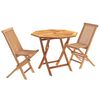 vidaXL Set Bistro da Giardino Pieghevole 3 Pezzi Naturale