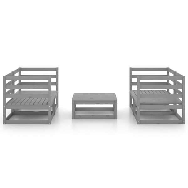 vidaXL Set Divani da Giardino 5 pz Grigio in Legno Massello di Pino