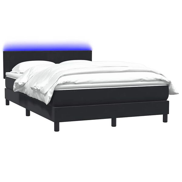 vidaXL Letto a Molle con Materasso e LED Nero 140x220 cm in Velluto