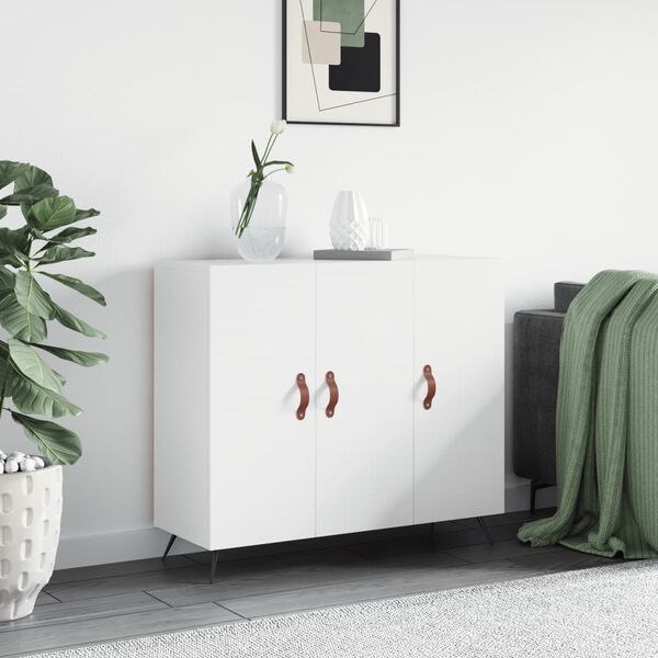 vidaXL Credenza Bianca 90x34x80 cm in Legno Multistrato