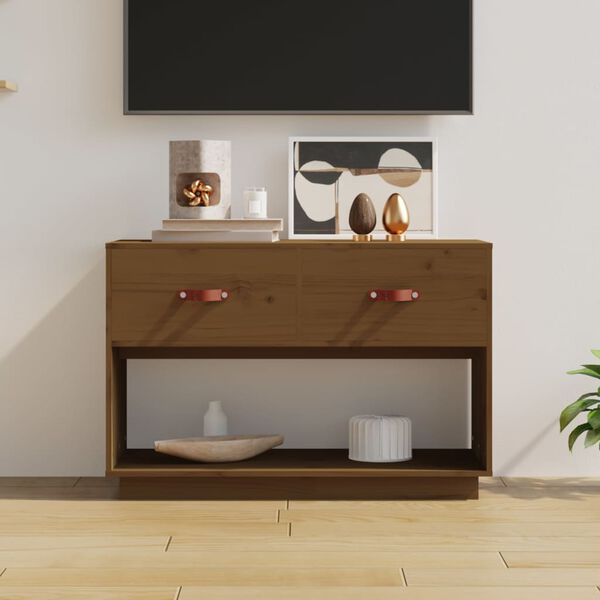 vidaXL Mobile Porta TV ambra 90x40x60 cm in Legno Massello di Pino