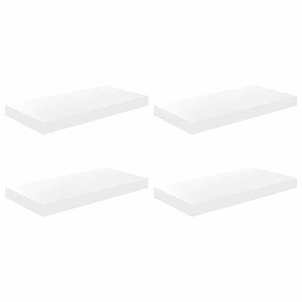 vidaXL Scaffali a Parete 4 pz Bianco Lucido 50x23x3,8 cm in MDF