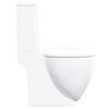 vidaXL Vaso WC in Ceramica da Bagno Rotondo Base con Scarico Bianco