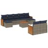 vidaXL Set Divani da Giardino 10 pz con Cuscini Grigio in Polyrattan
