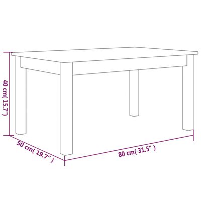 vidaXL Tavolino da Salotto Miele 80x50x40 cm Legno Massello di Pino