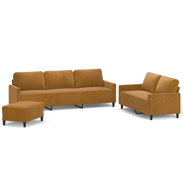 vidaXL Set di Divani 3 pz con Cuscini Marrone in Velluto