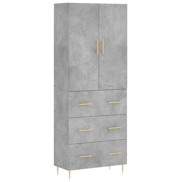 vidaXL Credenza Grigio Cemento 69,5x34x180 cm in Legno Multistrato