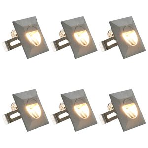 vidaXL Lampade da Parete da Esterno a LED 6 pz 2 W Argento Quadrate