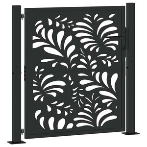 vidaXL Cancello da giardino nero 100x100 cm in acciaio design ondulato