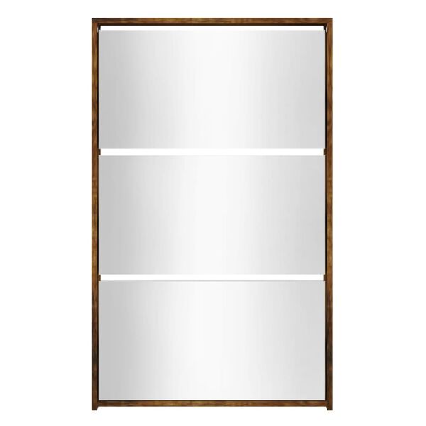 vidaXL Scarpiera con Specchio a 3 Livelli Rovere fumo 63x17x102,5 cm
