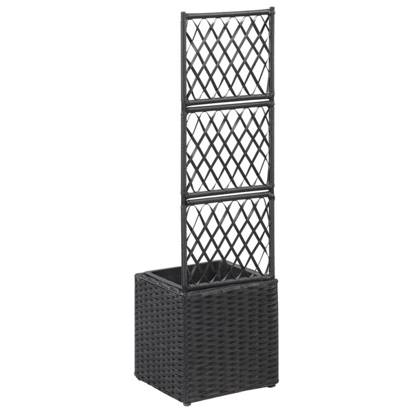 vidaXL Letto Rialzato con Traliccio 1 Vaso 30x30x107cm Polyrattan Nero