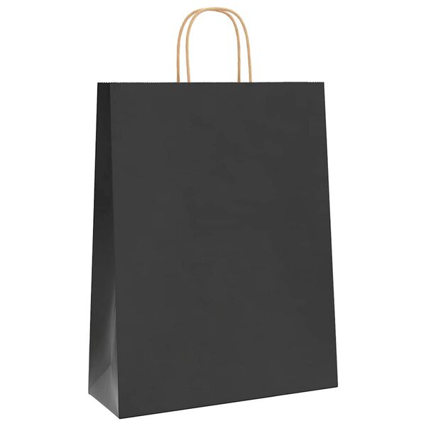 vidaXL Sacchetti di Carta 50 pz con Manici Neri 32x12x42 cm