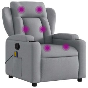 vidaXL Poltrona reclinabile massaggiante in Tessuto Grigio Chiaro