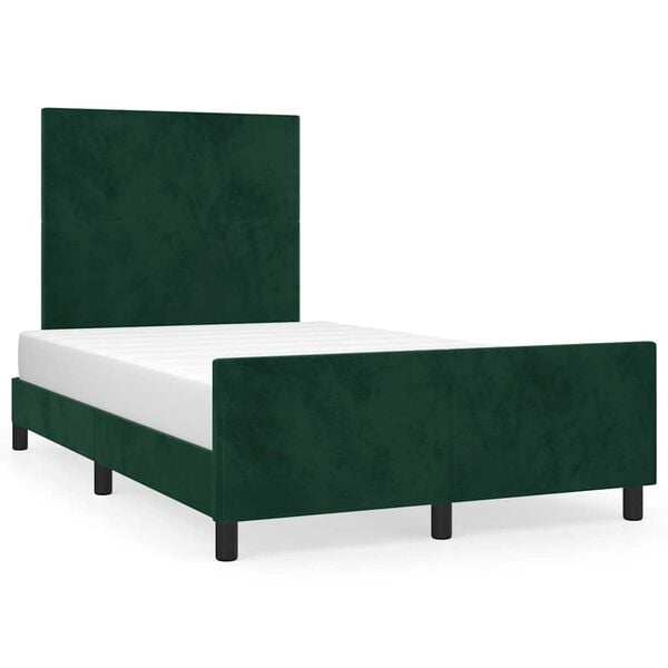 vidaXL Giroletto senza Materasso Verde Scuro 120x200 cm in Velluto