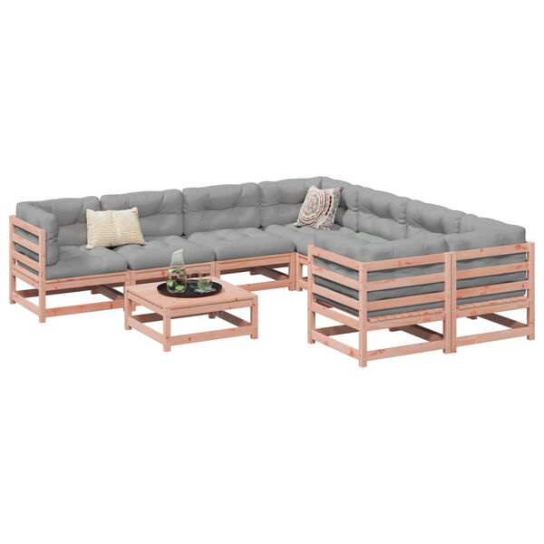 vidaXL Set Divani da Giardino 9 pz in Legno Massello Abete Douglas