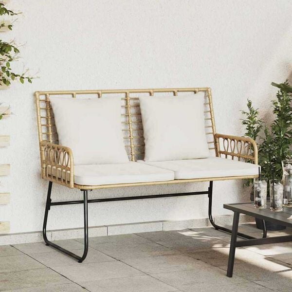 vidaXL Panchina da giardino Marrone e Crema Rattan sintetico, acciaio