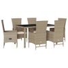 vidaXL Set da Pranzo da Giardino 7 pz con Cuscini Beige in Polyrattan