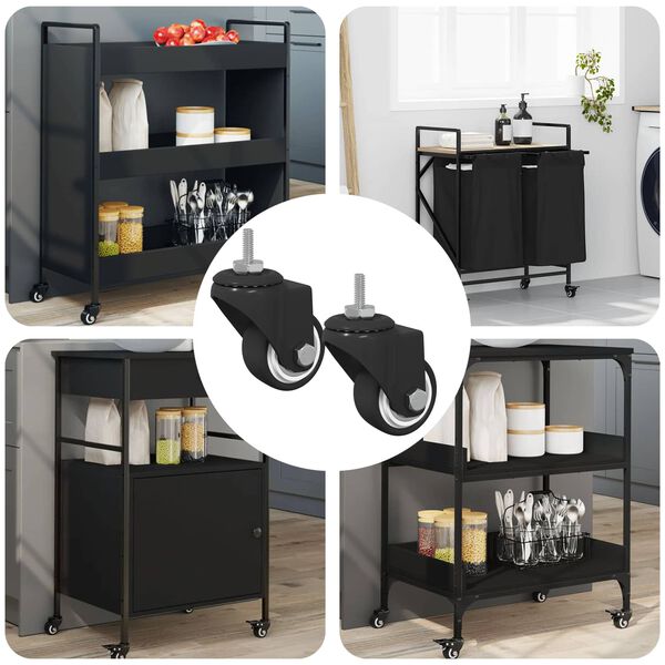 vidaXL Rullo girevole 2 pcs Nero 40,4 x 40,4 x 19,7 mm Ferro e nylon