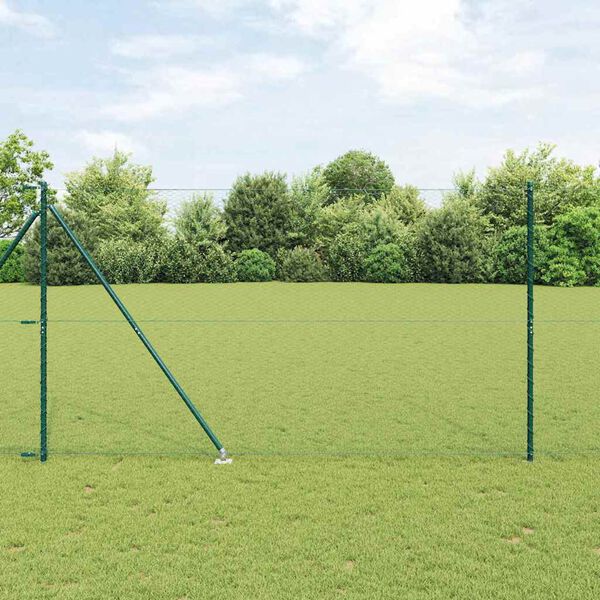 vidaXL Recinzione con pali. Verde 1.5 x 25 m Acciaio rivestito in PVC